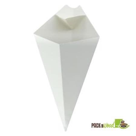Omg White Paper Cone with Built-In Sauce Cup - 11 in. OM3691297